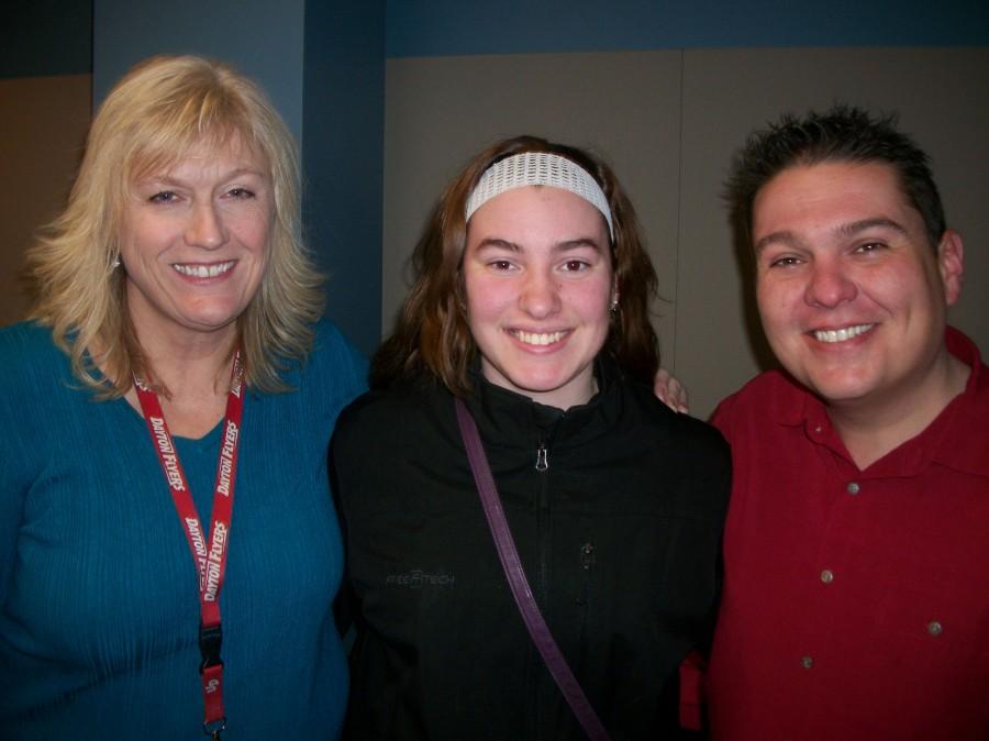 Northmont senior and Surge editor Mary McKinney visits K99.1FM The Breakfast Club co-hosts Nancy Wilson and Frye Guy.