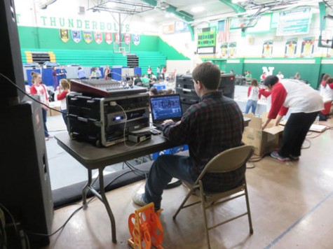 Senior Evan Duffy provides the music for the Blood Drive.