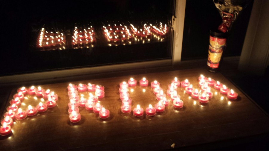 Senior Adrian Matzke used candles to ask his girlfriend, senior Cassie Boegel, to prom.