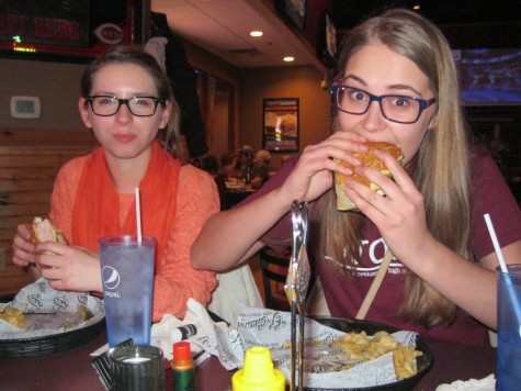 Exchange students Sia Skoryk And Franzi Schuetze enjoying their dinner