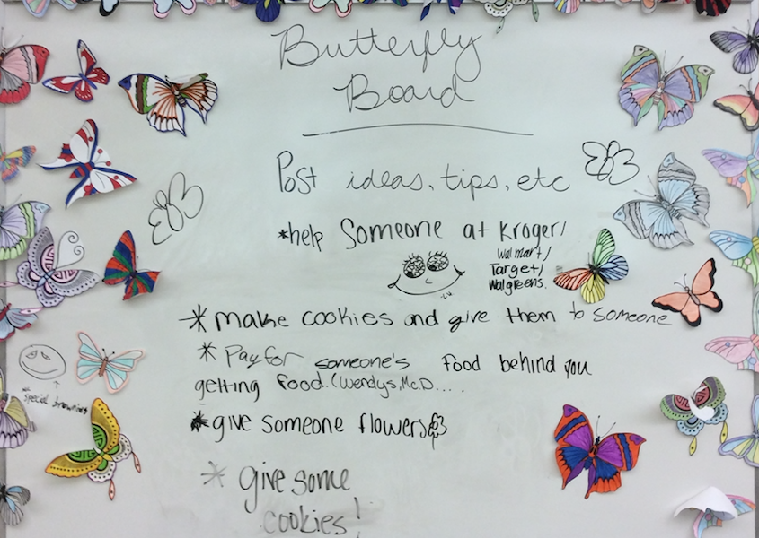 The inspirational Butterfly Board in Ms. Chesley Booths classroom