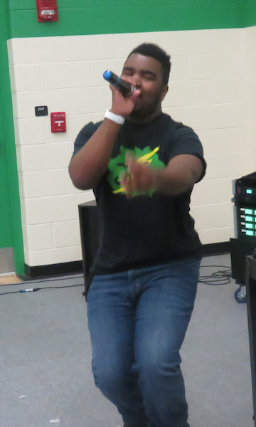 Senior Eric Hawkins sings at Northmonts Activity Fair in January. 