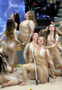 Winter guard members perform at their show.