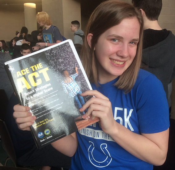 Sophomore Lindsey Dresnek studies her ACT Prep book. 