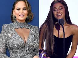 Chrissy Teigen (left) and Ariana Grande (right) at different award shows (courtesy of businessinsider.com).