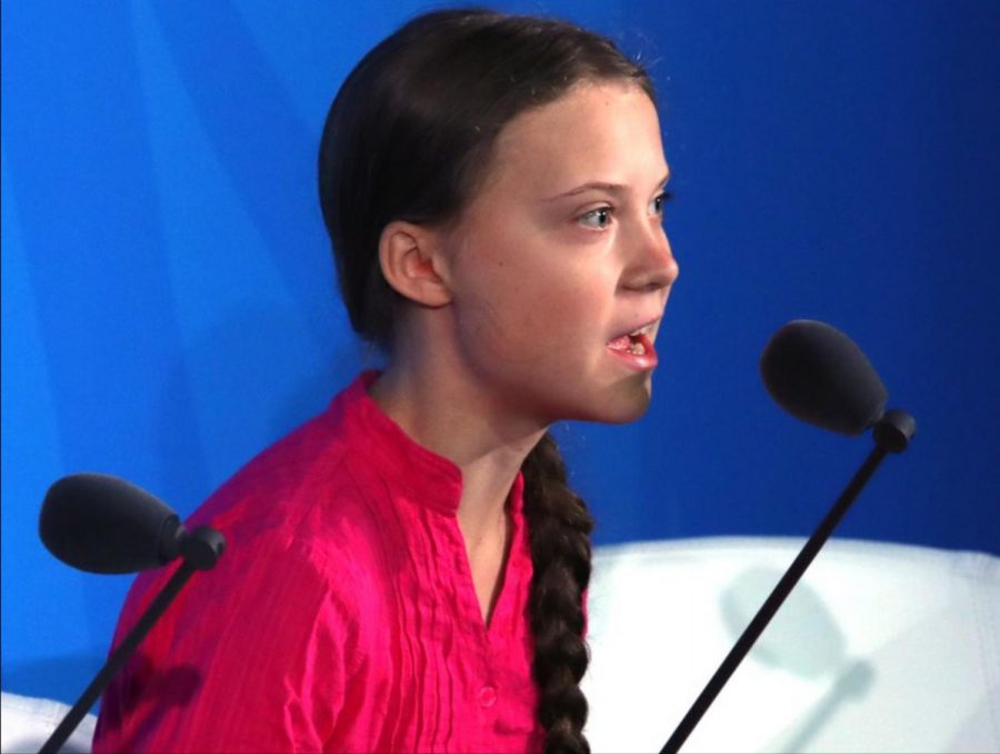 Greta Thunberg giving her speech. Image courtesy of vox.com