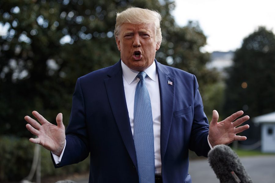 President Donald Trump talks to reporters on the South Lawn of the White House, Friday, October 4, 2019, in Washington (AP Photo/Evan Vucci).