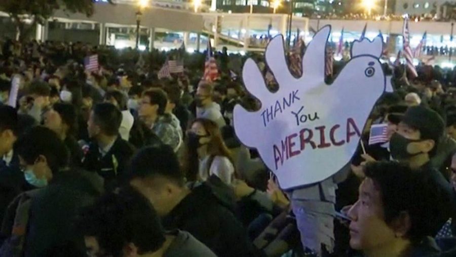Hong Kong thanks America after President Trump sides with the protesters (courtesy of NBC News).