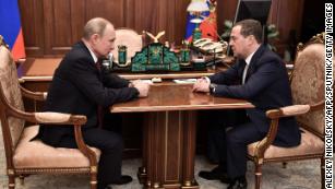 Russian President Vladimir Putin meets with Prime Minister Dmitry Medvedev in Moscow on January 15, 2020. (Photo by Alexey NIKOLSKY / Sputnik / AFP) (Photo by ALEXEY NIKOLSKY/Sputnik/AFP via Getty Images)