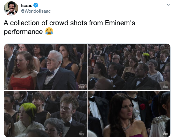 Shocked faces from Eminems performance.