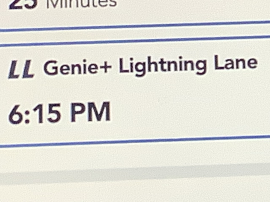 How lightning lane looks in the app.