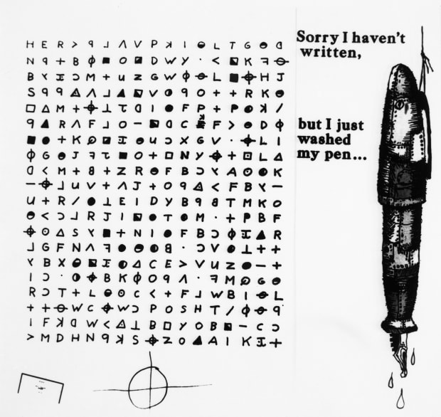 One of the Zodiac’s cryptic letters that he left for police to try and solve. After 51 years, all 4 of these mysterious letters have been decoded.
Credit: Biography.com