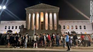 Crowds gathering outside of the Supreme Courthouse after the release of the draft opinion.
Credit: CNN.com