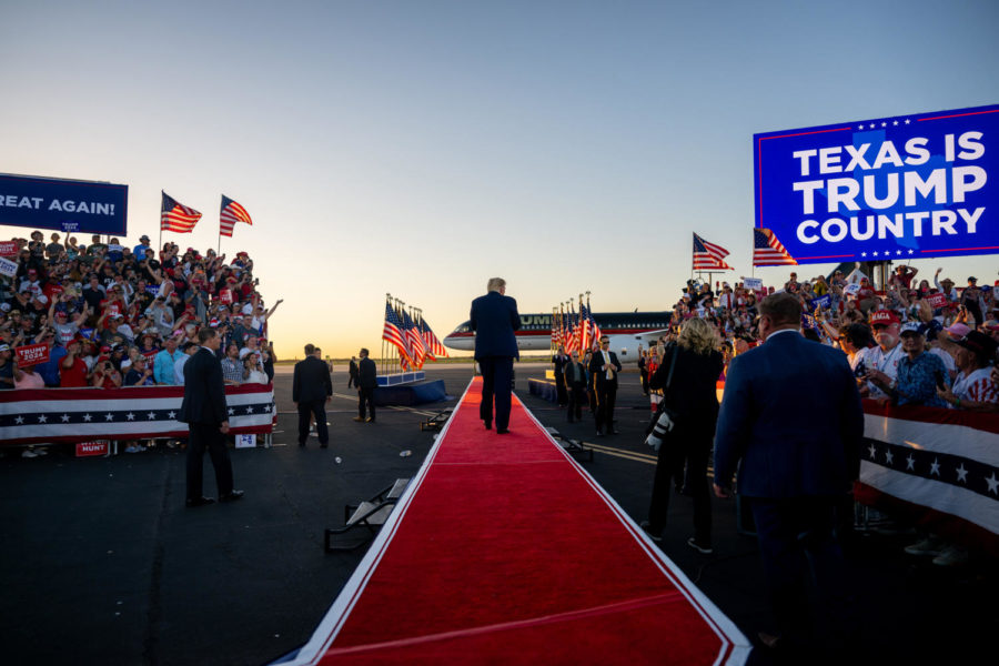 Former President Trump leaving one of his rallies. (CNN)
