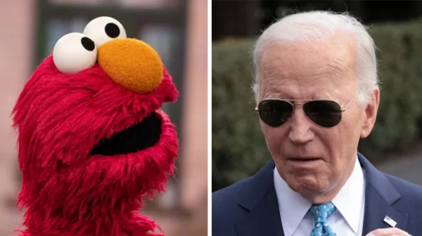 President Biden photoshopped next to Elmo.  Credit to Fox News.