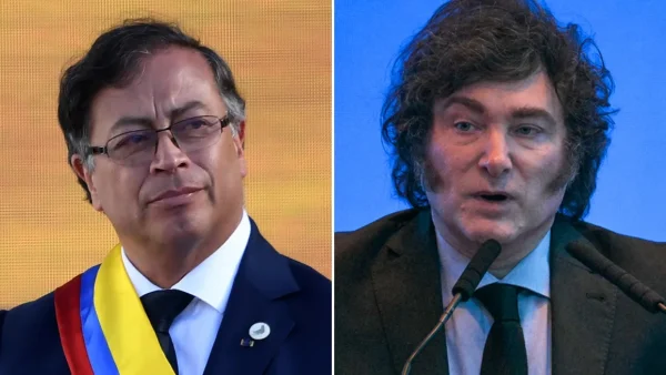 On the left, Colombian President Gustavo Petro, on the right, Argentinian President Javier Milei.  Credit to CNN.