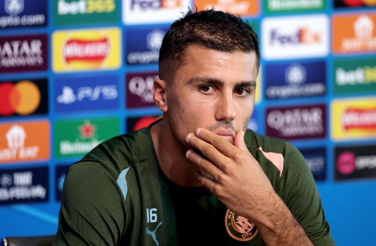 Rodri in a press conference during the UEFA Champions League 2024/2025