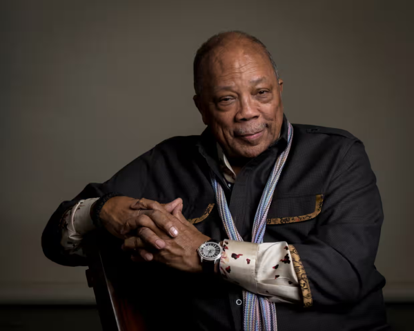 Quincy Jones, producer on the documentary film “Keep On Keepin’ On,” poses for a portrait, in New York ( Photo by Drew Gurian/Invision/AP, File )