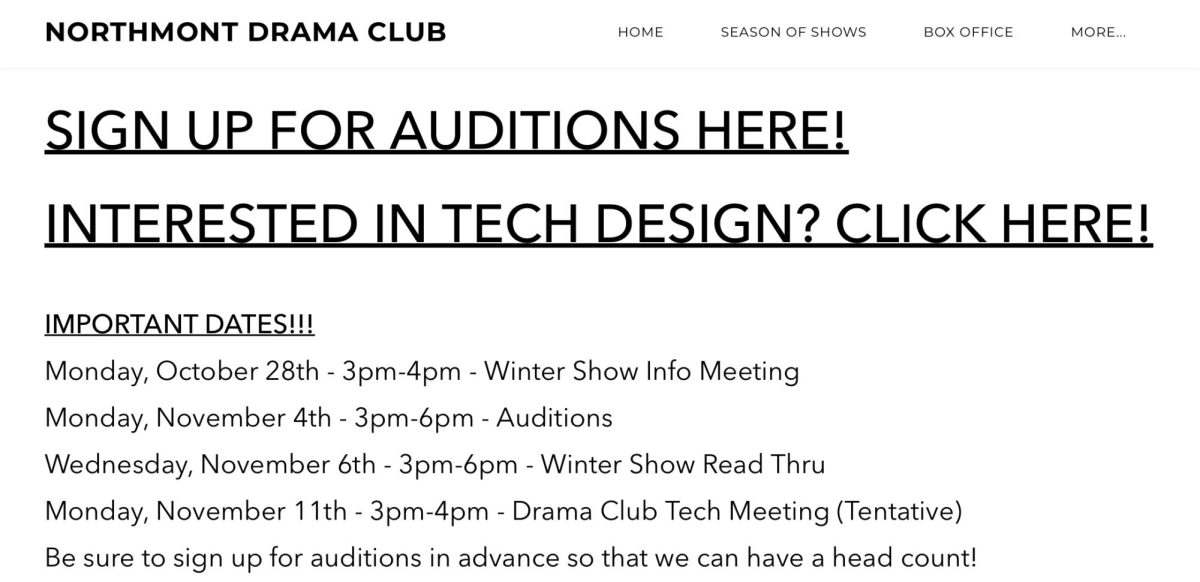 The Northmont drama club website