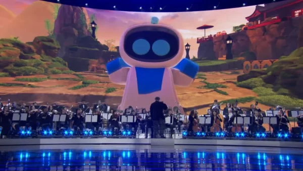 The Game Awards Orchestra plays the theme to Astro Bot as part of the Game of the Year orchestral montage.