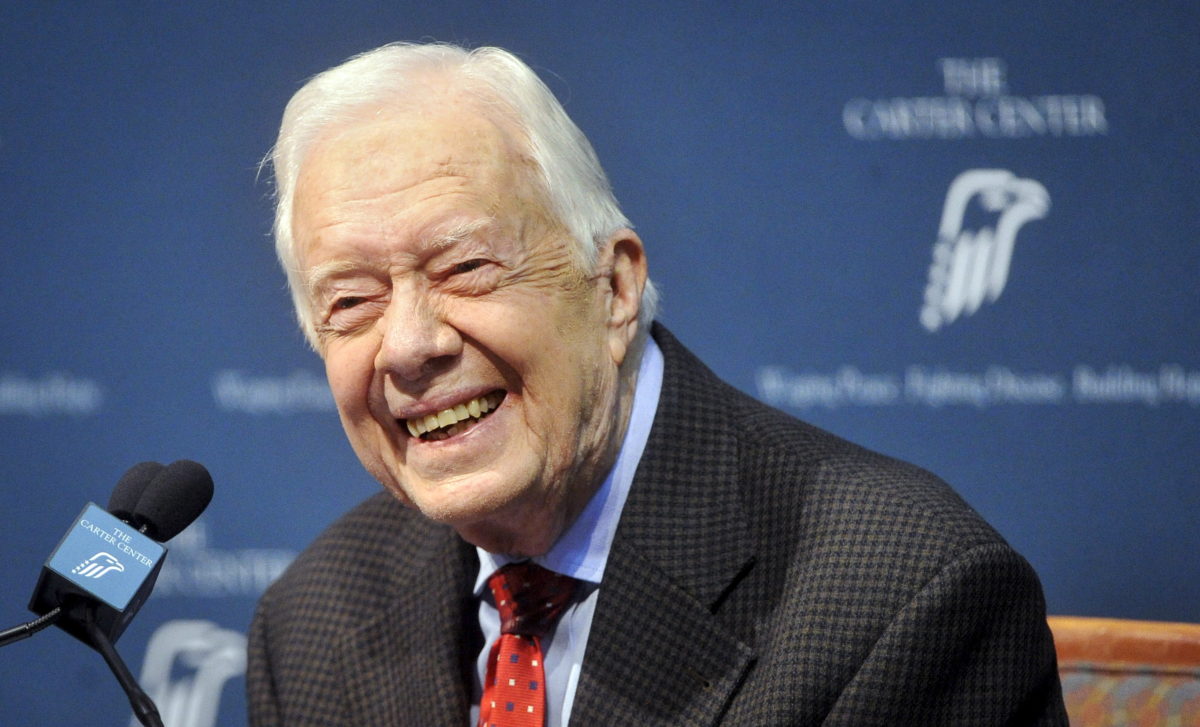 Former U.S. President Jimmy Carter takes questions from the media during a news conference about his recent cancer diagnosis and treatment plans at the Carter Center in Atlanta, Georgia 
( August 20, 2015 | John Amis / RUETERS | GETTY IMAGES ).