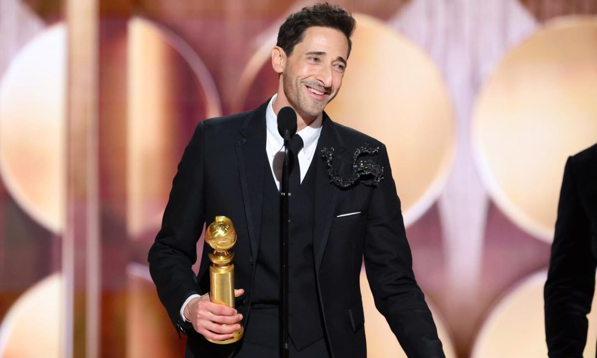 Adrien Brody accepting the award for Best Actor in a Motion Picture- Drama.