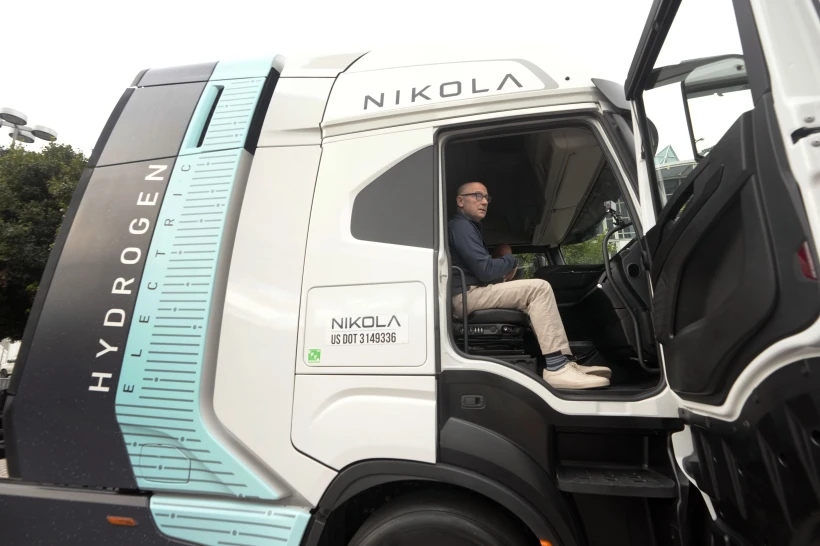 Nikola Corp. CEO sitting in one of their trucks