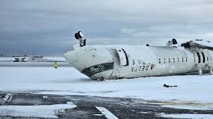 Delta Plane Crashes and Flips Upside Down on ice During Landing