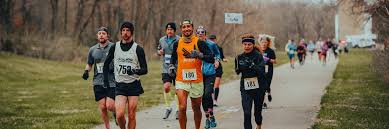 Runners running the course of the Xenia Marathon (2024)