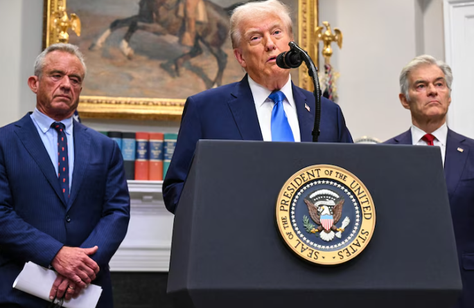 Donald Trump at the Press Conference speaking about autism at the White House