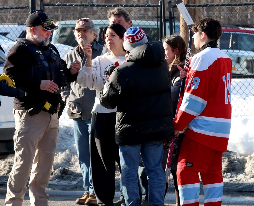 Individuals who attended the hockey games and witnessed the shooting, talking to police.